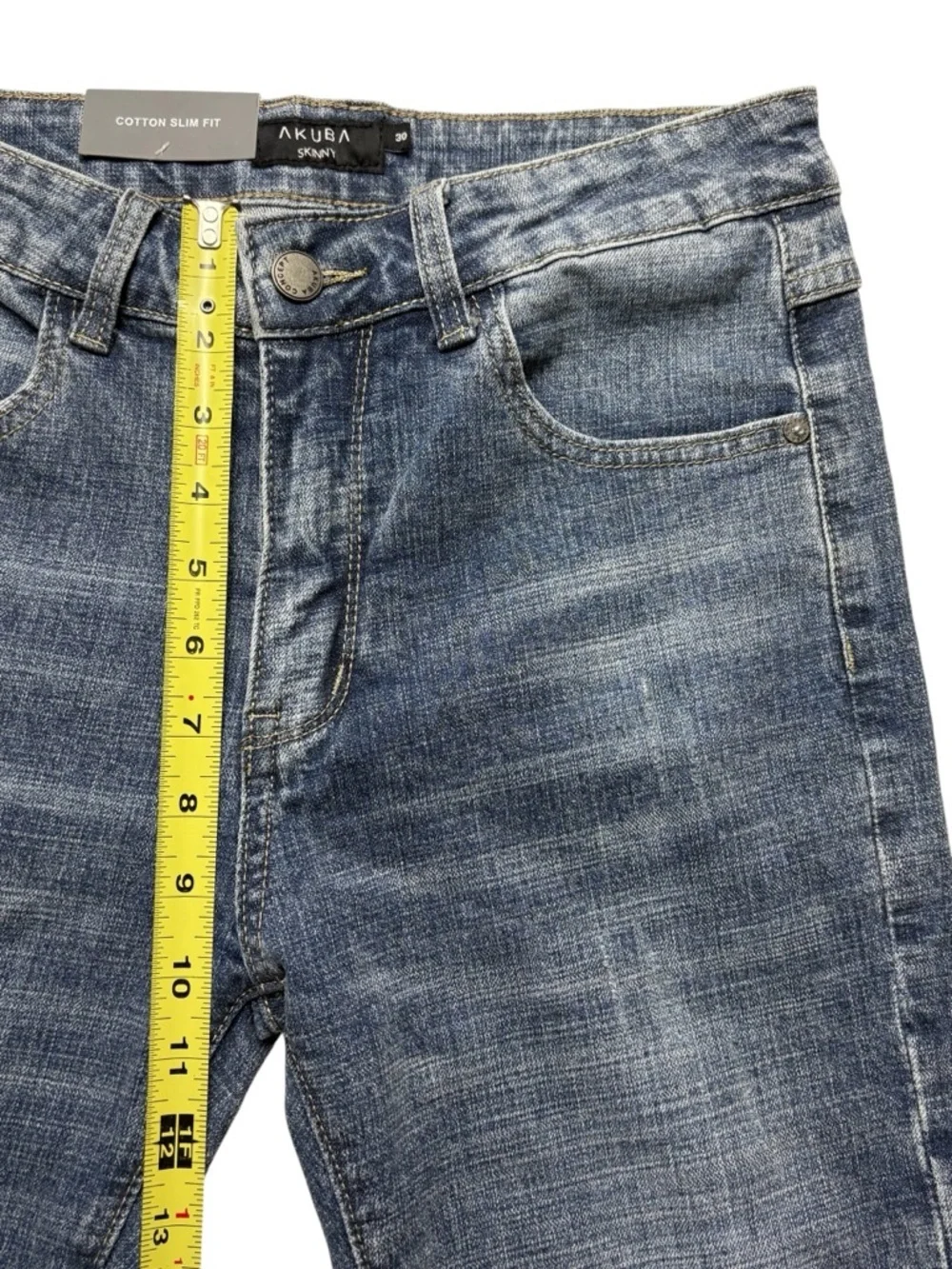 NWT Akuba Slim Fit Skinny Jeans Faded Blue Distressed Whiskered Denim • Size 30 - Picture 8 of 12